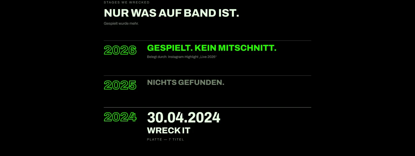 La web de Boost Banner: el registro de conciertos, año por año