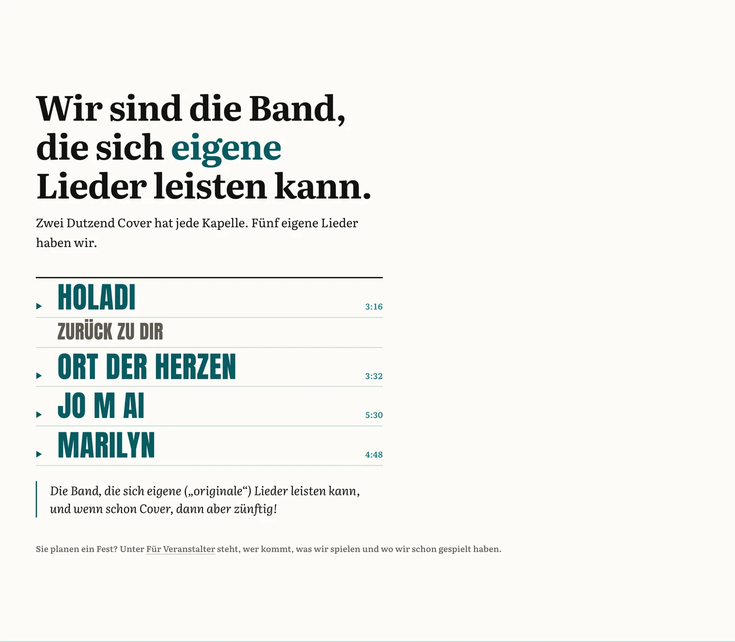 The Die Original Vögel website, designed by Aperture